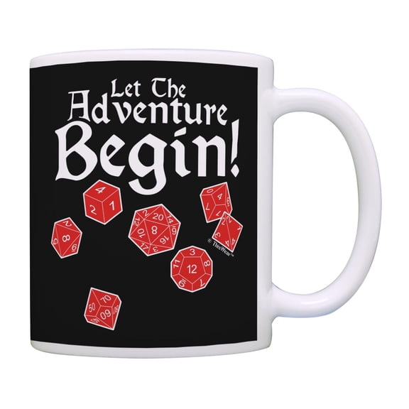 ThisWear Retro Gamer Let The Adventure Begin Board Game Dice Coffee Mug Black