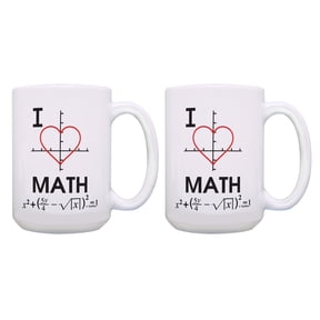 ThisWear STEM Gifts I Heart Math Equations for Math Student 2 Pack 15oz Coffee Mugs