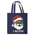 thumbnail image 1 of ThisWear Santa Christmas Decoration Digital Pixel Art Black Santa I Believe Lightweight Navy Canvas Tote Bag, 1 of 3