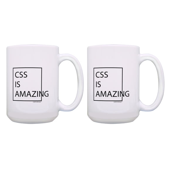ThisWear Sarcastic Computer Gifts CSS Is Amazing Computer Nerd Gifts 2 Pack 15oz Coffee Mugs