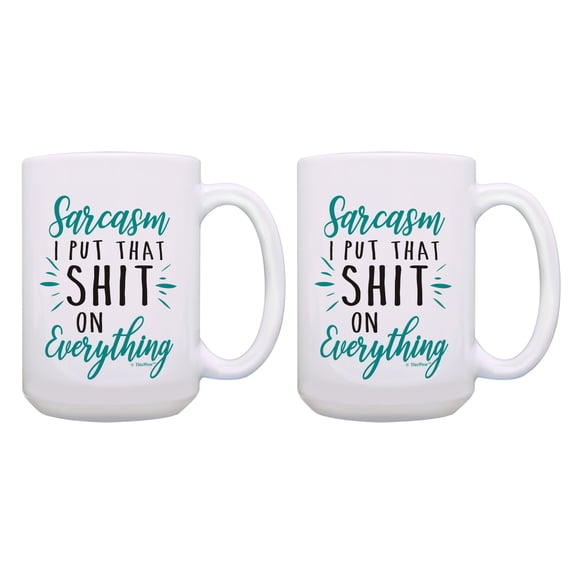 ThisWear Sarcastic Gifts Sarcasm On Everything Work Humor Gift 2 Pack Gift 15oz Coffee Mugs