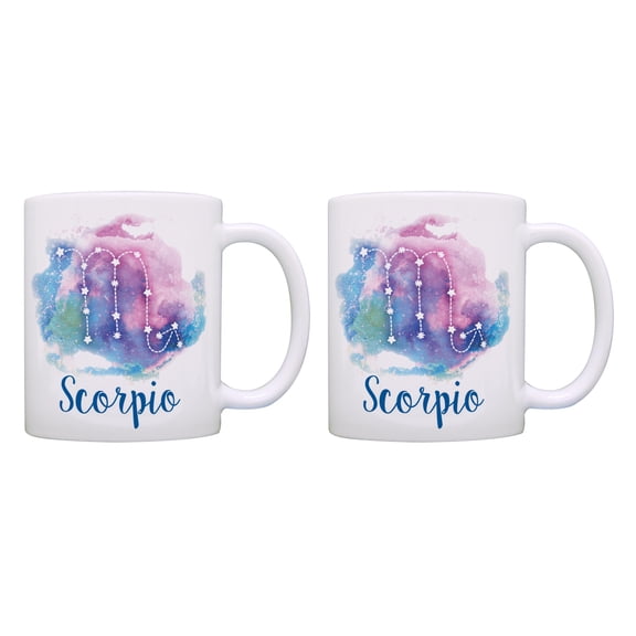 ThisWear Scorpio Gift Set Constellation Zodiac Mugs Scorpio Presents 11 ounce 2 Pack Coffee Mugs Pastel