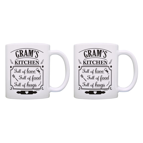 ThisWear Sentimental Mug for Grams Grams's Kitchen Full Of Love Food Hugs 2 Pack 11oz Coffee Mug Set Grams