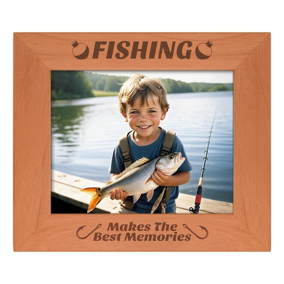 ThisWear Sentimental Photo Frame Fishing Makes The Best Memories Wood Engraved 8x10 Landscape Picture Frame