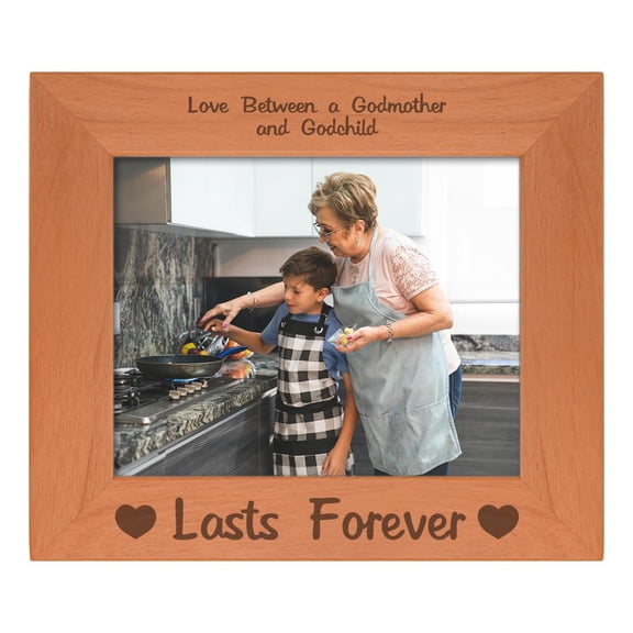 ThisWear Sentimental Photo Frame Love Between An Godmother & Godchild Lasts Forever Wood Engraved 8x10 Landscape Picture Frame