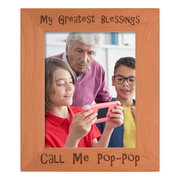 ThisWear Sentimental Photo Frame My Greatest Blessings Call Me Pop-Pop Wood Engraved 8x10 Portrait Picture Frame