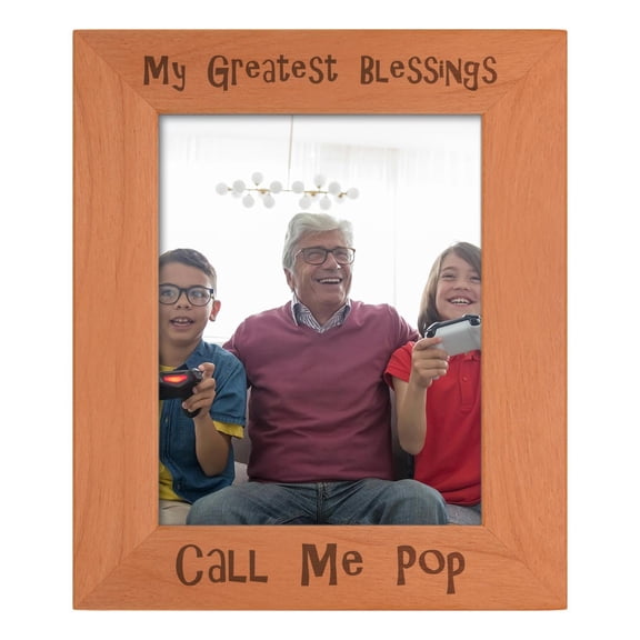 ThisWear Sentimental Photo Frame My Greatest Blessings Call Me Pop Wood Engraved 8x10 Portrait Picture Frame