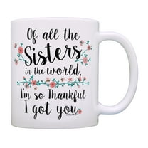 ThisWear Sister Birthday Gifts Of All the Sisters I'm Thankful I Got You Sis Gifts Coffee Mug Floral