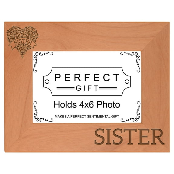 ThisWear Sister Floral Heart Banner Graduation Gift Twins Big Little Sis Wood Laser 4x6 Landscape Picture Frame