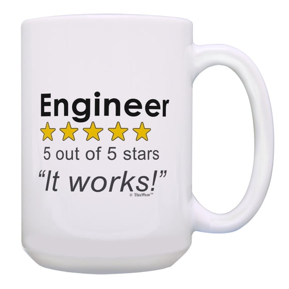 ThisWear Software Engineer Gifts for Men Engineer 5 Out Of 5 Stars Review It Works 15oz Ceramic Coffee Mug Engineer