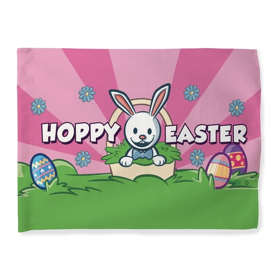 ThisWear Spring Flag Hoppy Easter Bunny Flag Seasonal Decorations Easter Decor Horizontal House Flag Multi