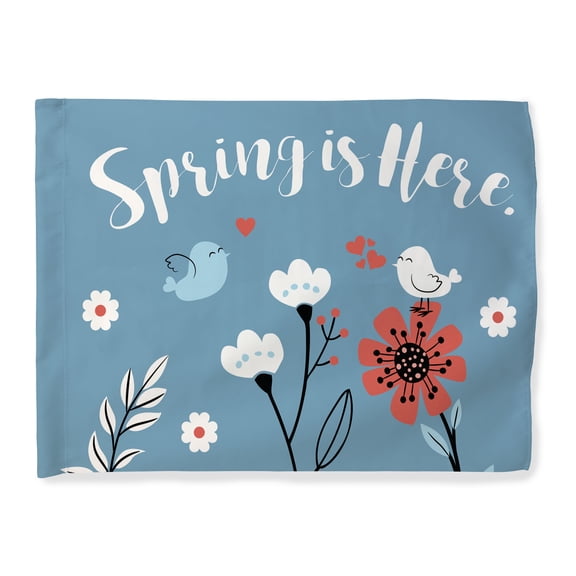 ThisWear Spring Flag Spring is Here Love Birds Flag Floral House Flag Easter Gift Horizontal House Flag Blue