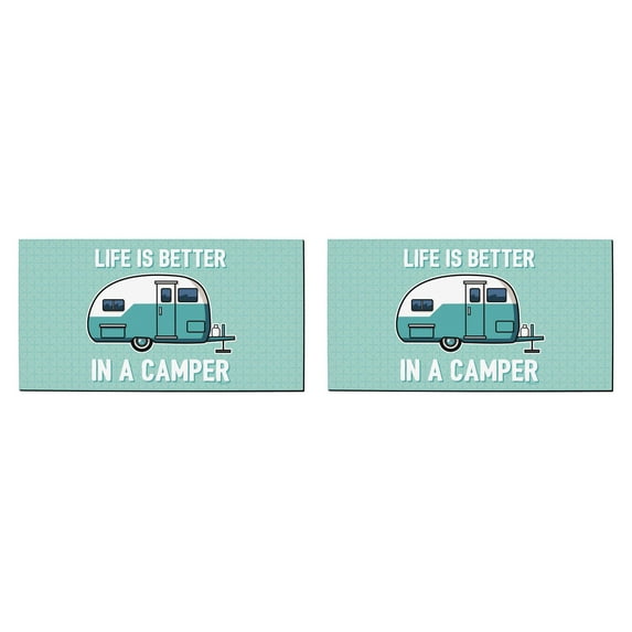 ThisWear Spring Welcome Mat Life Is Better in A Camper Cute Rubber Doormat Camp RV Decor 2 Pack Doormats Teal