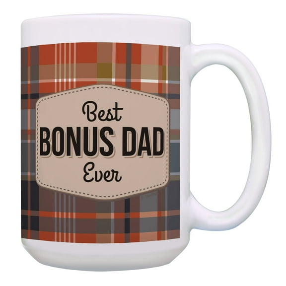 ThisWear Step Dad Mug Best Step Dad Ever Step Dad Coffee Mug for Dad Day 15oz Coffee Mug Red Plaid