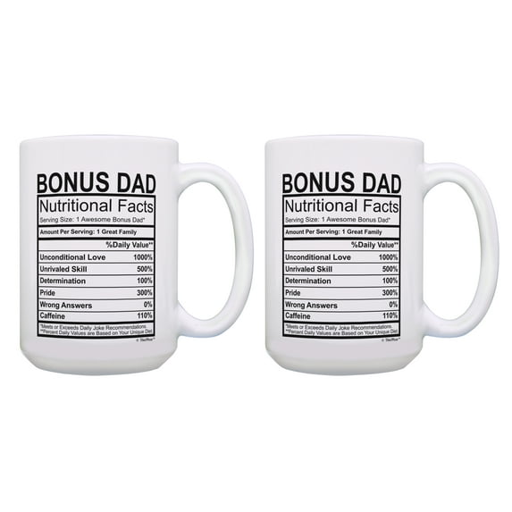 ThisWear Step Dad Mug Set Step Dad Nutritional Facts Mug Set Stepdad Mug Funny Fathers Day Mug for Step Dad 2 Pack Mug 15oz Coffee Mugs