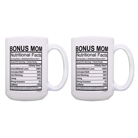 ThisWear Step Mom Mug Step Mom Nutrition Facts Step Mom Mug Set 2 Pack 15oz Coffee Mugs