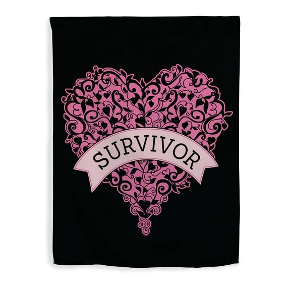 ThisWear Survivor Flag Pink Heart Breast Cancer Awareness Flag Cancer Garden Flag Vertical House Flag Multi