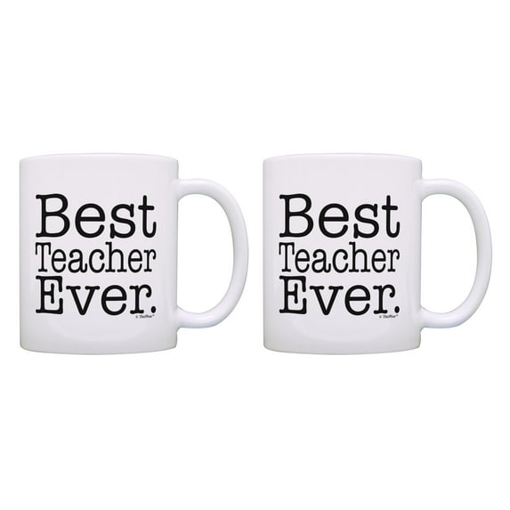 ThisWear Teacher Appreciation Gift Best Teacher Ever Teacher Christmas 11 ounce 2 Pack Coffee Mugs