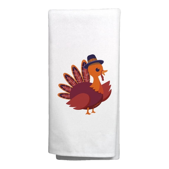 ThisWear Thanksgiving Party Decorations Thanksgiving Turkey Pilgrim 2 Pack Decorative Kitchen Towels White