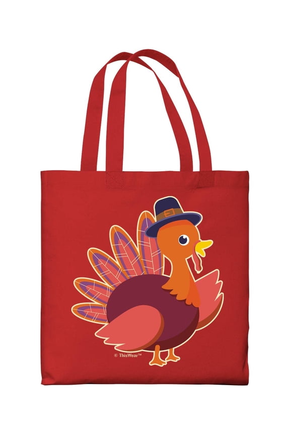 Thanksgiving Table Decor Thanksgiving Turkey Pilgrim Lightweight Red Canvas Tote Bag