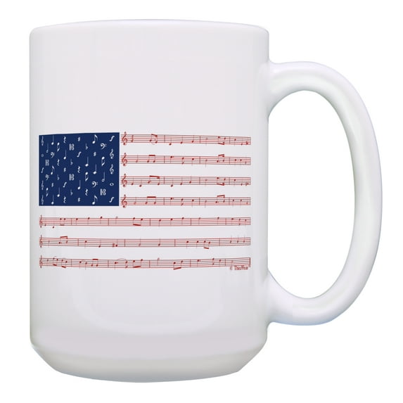 ThisWear US Patriotic Mug Star Spangled Banner Flag Mug Music Mug Mug 15oz Coffee Mug