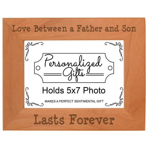 ThisWear Unique Gifts for Dad Love Between a Father and Son Lasts Forever Gift Ideas for Dad Wood Laser 5x7 Landscape Picture Frame