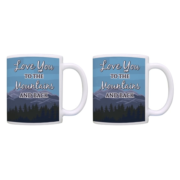 ThisWear Vacation Gifts Love You to the Mountains and Back Coffee Mug Set 11 ounce 2 Pack Coffee Mugs Blue