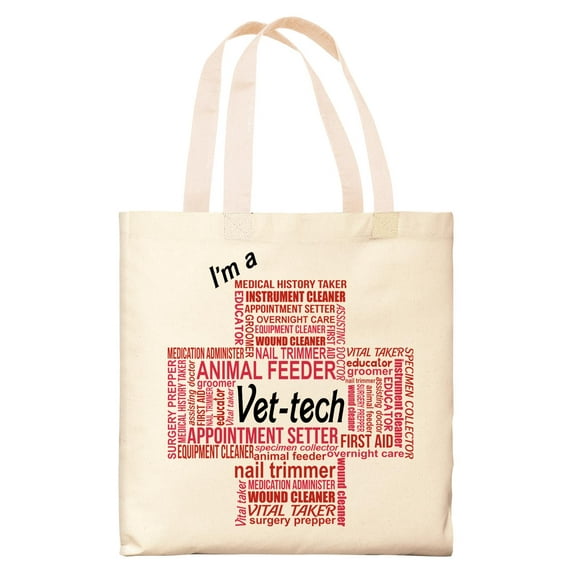 ThisWear Vet Tech Accessories I'm a Vet-Tech Essential Attributes Natural Handle Canvas Tote Bag