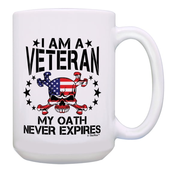 ThisWear Veteran Mugs I'm a Veteran My Oath Never Expires Patriotic Mugs 15oz Coffee Mug