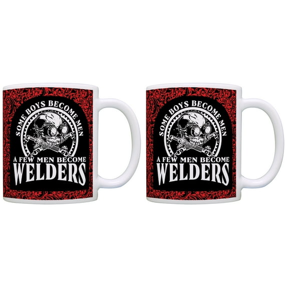 ThisWear Welding Gifts Some Boys Become Men Few Become Welders 11 ounce 2 Pack Coffee Mugs Paisley