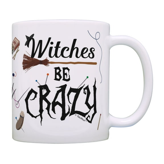 ThisWear Witch Mug Witches Be Crazy Coffee Mug Halloween Gifts Witch Coffee Cup Pun Coffee Mug