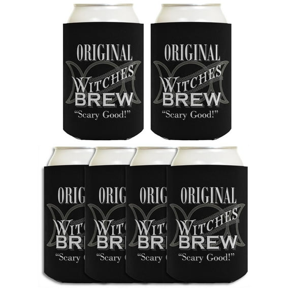 ThisWear Witchy Gifts Original Witches Brew Scary Good Halloween Coolies 6-pack Coolies Drink Coolers Black