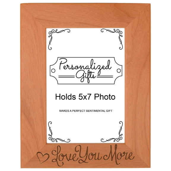 ThisWear Wood Anniversary Gifts for Wife Love You More Wood Laser 5x7 Portrait Picture Frame