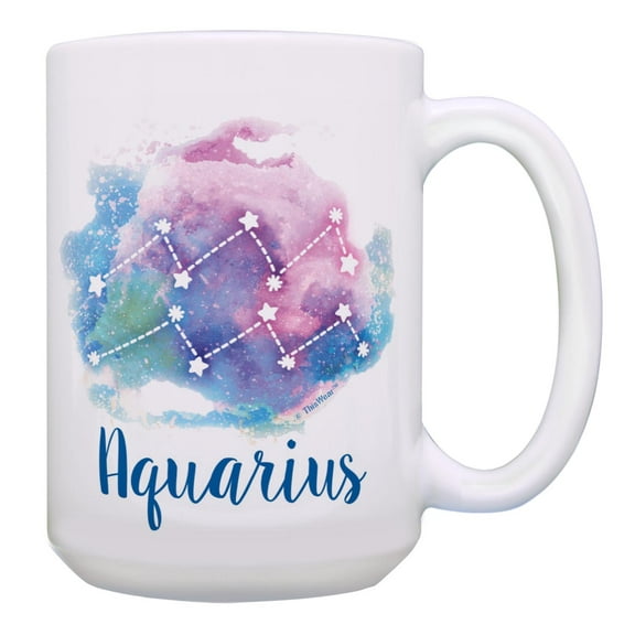 ThisWear Zodiac Mug Aquarius Cup Aquarius Birthday Gifts Star Astrology Gifts 15oz Coffee Mug Pastel