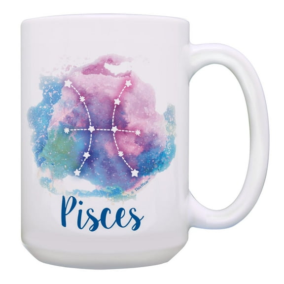 ThisWear Zodiac Mug Pisces Cup Pisces Birthday Gifts Star Sign Astrology Gifts 15oz Coffee Mug Cup Pastel