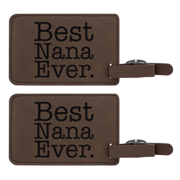 ThisWear sentimental Luggage Tags for Women Best Nana 2-pack Laser Engraved Leatherette Luggage Tags Brown
