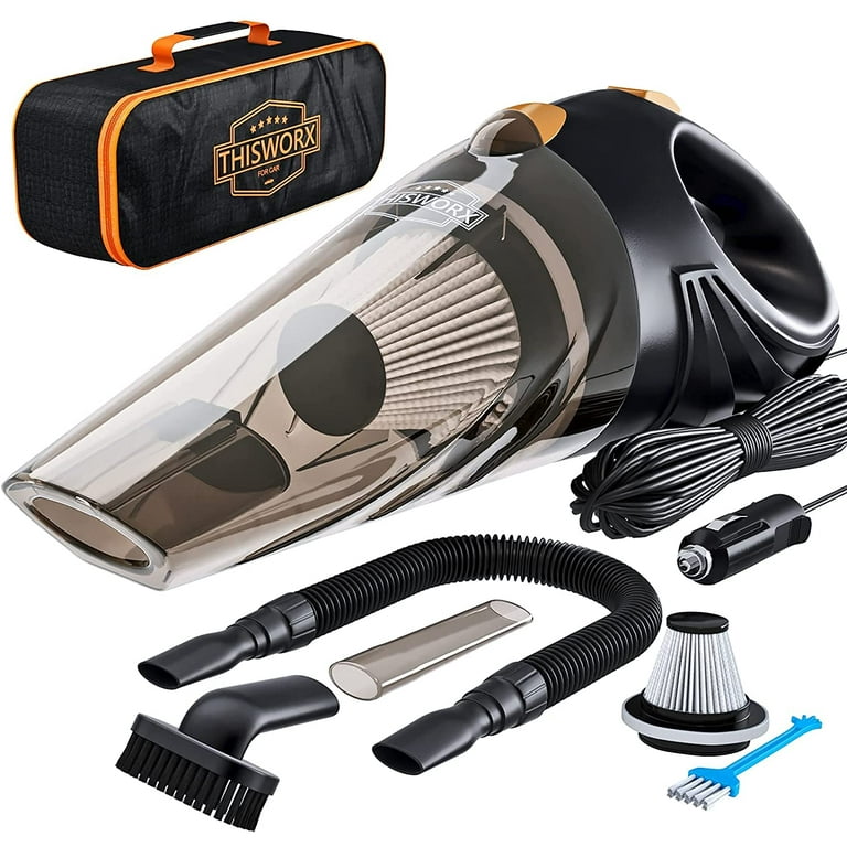  ThisWorx Car Vacuum Cleaner - Car Accessories - Small 12V High  Power Handheld Portable Car Vacuum w/Attachments, 16 Ft Cord & Bag -  Detailing Kit Essentials for Travel, RV Camper : Automotive