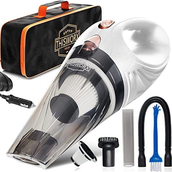 ThisWorx Car Vacuum Cleaner, Handheld Vacuums w/ 3 Attachments, 12v, Auto Accessories Kit