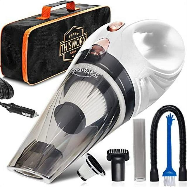 ThisWorx Car Vacuum Cleaner, Handheld Vacuums w/ 3 Attachments, 12v, Auto Accessories Kit