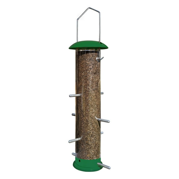 Thistle Feeder, Nyjer Feeder, Wild Birdfeeder - Chewproof Metal and Rigid Plastic - 8 Feeding ports and Perches