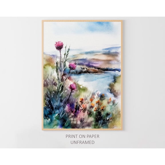 Thistle : Scottish Isle Of Skye Art Poster, Unframed Canvas Size 16x24