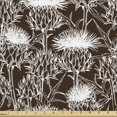 thumbnail image 1 of Ambesonne Thistle Fabric by the Yard Upholstery, Silhouette Flowers, 5 Yards, Brown and White, 1 of 4