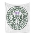 thumbnail image 1 of Thistle Soft Flannel Fleece Throw Blanket, Floral Ornamented Round Leaf Thistle as of Scotland, Cozy Plush for Indoor and Outdoor Use, 60" x 80", Reseda Green Dark Green, by Ambesonne, 1 of 5