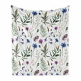 thumbnail image 1 of Thistle Soft Flannel Fleece Throw Blanket, Spring Theme Hand-Drawn Aquarelle Style Wildflowers Pattern on White Background, Cozy Plush for Indoor and Outdoor Use, 60" x 80", Multicolor, by Ambesonne, 1 of 6