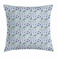 thumbnail image 1 of Thistle Throw Pillow Cushion Cover, Spring Themed Various Species of Floral Motifs on Checkered Pattern Background, Decorative Square Accent Pillow Case, 16 X 16 Inches, Multicolor, by Ambesonne, 1 of 2