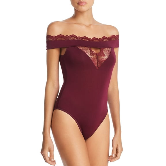 Thistle and Spire Clarendon Off-the-Shoulder Bodysuit, Cherry, Size Large