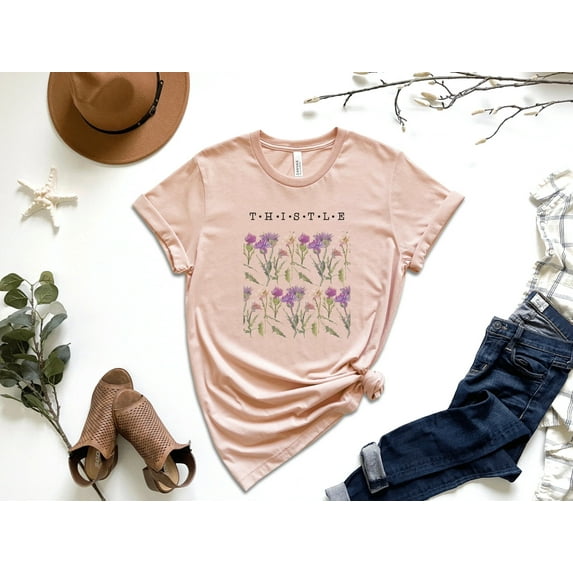 Thistles Botanical T-Shirt,Botanical tee, Wildflower Shirt, Garden shirt, Plant Shirt, Wildflower Tee, Women's Flower Tee, Plant Lover Gift
