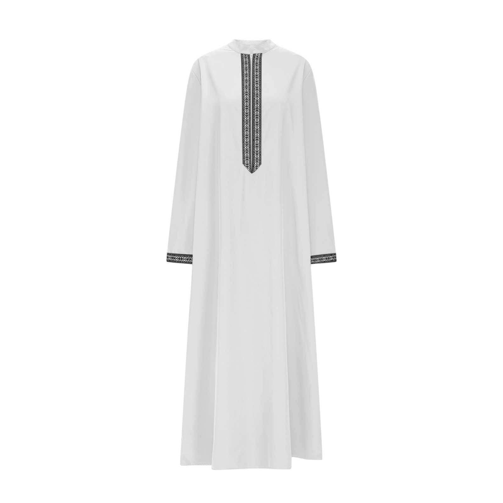 Thope Robe Thobe For Men Kaftan Casual Long Sleeve Beach Summer Zippered neckline ...
