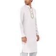 thumbnail image 1 of Thobe for Men Mens Kaftan Kaftan for Men Kurta Set for Men Caftan Mens Kaftan Thobe Button Down Casual Henley Shirts Long Sleeve Robe Cotton Linen Muslim Gown Shirt, White-XL, 1 of 5