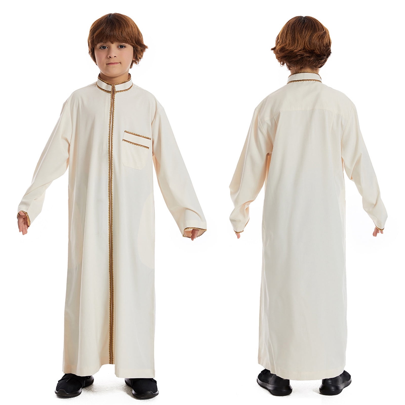 Thobe for Kids Casual Long Sleeves Muslim Gown Crew Neck Boys Robe ...